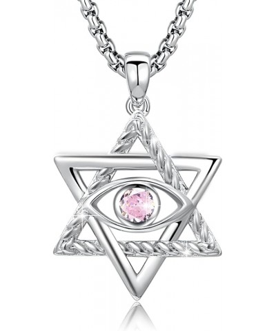 Celtic Hexagram Evil Eye Pendant Necklace 925 Sterling Silver Birthstone Greek Protection Jewelry Amulet Demon Eye Birthday G...