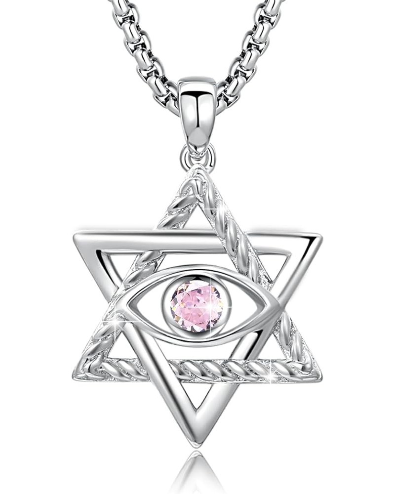 Celtic Hexagram Evil Eye Pendant Necklace 925 Sterling Silver Birthstone Greek Protection Jewelry Amulet Demon Eye Birthday G...