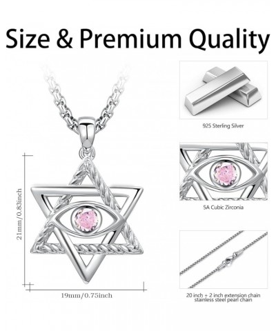 Celtic Hexagram Evil Eye Pendant Necklace 925 Sterling Silver Birthstone Greek Protection Jewelry Amulet Demon Eye Birthday G...