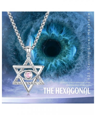 Celtic Hexagram Evil Eye Pendant Necklace 925 Sterling Silver Birthstone Greek Protection Jewelry Amulet Demon Eye Birthday G...