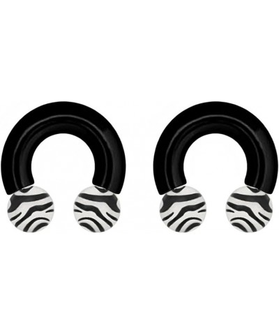 Pair White Zebra Stripe Black Horseshoe Lip Belly Nipple Cartilage Tragus Septum Ear Ring Hoop 16g 14g 12g 10g 8g 6g 4g 2g l....