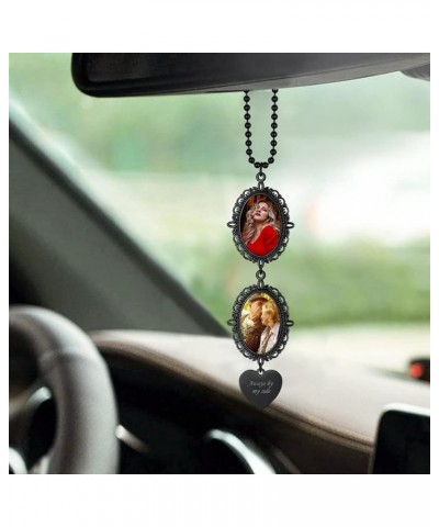 Car Rear View Mirror Photo Memorial Charm Personalized Heart-Shape Black Hanging Car Picture Frames C-frame 2 Photos-black Co...