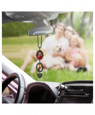 Car Rear View Mirror Photo Memorial Charm Personalized Heart-Shape Black Hanging Car Picture Frames C-frame 2 Photos-black Co...