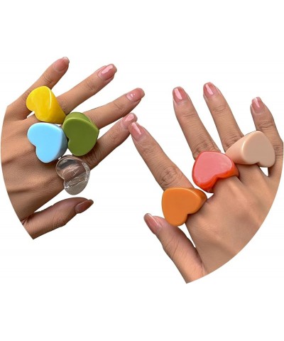 Exaggerated Multicolor Resin Chunky Rings - Colorful Chunky Stackable Joint Ring Perfect for Fashion-Forward Women and Teen G...