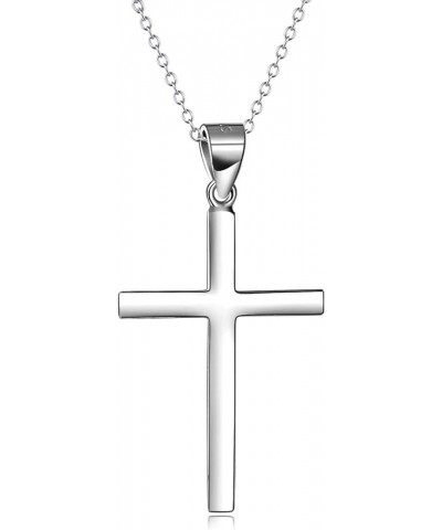 Cross Necklace Sterling Silver Gold/Rose Gold/Black Plated Pendant for Men Women B-18" Silver $11.60 Necklaces