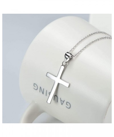 Cross Necklace Sterling Silver Gold/Rose Gold/Black Plated Pendant for Men Women B-18" Silver $11.60 Necklaces