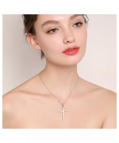 Cross Necklace Sterling Silver Gold/Rose Gold/Black Plated Pendant for Men Women B-18" Silver $11.60 Necklaces