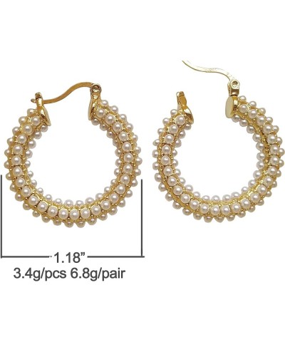 Pearl Drop Earrings for Women 18K Plated Real Gold S925 Sterling Silver Posts Cluster Pearl Dangle Chunky Earring Statement G...