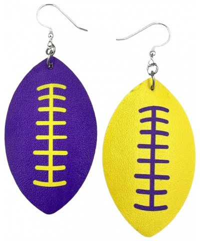 Football Earrings for Women - Football Jewelry for Moms - Double Sided PU Leather Football Dangles - Football Leather Earring...