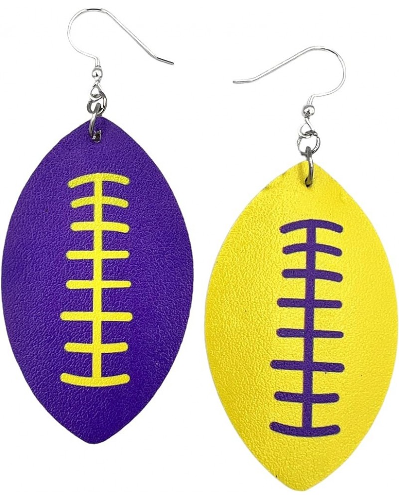 Football Earrings for Women - Football Jewelry for Moms - Double Sided PU Leather Football Dangles - Football Leather Earring...