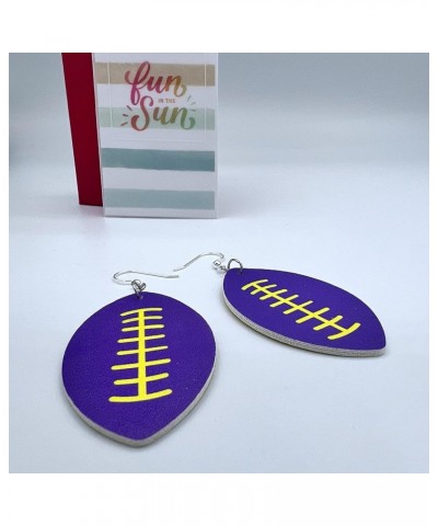 Football Earrings for Women - Football Jewelry for Moms - Double Sided PU Leather Football Dangles - Football Leather Earring...