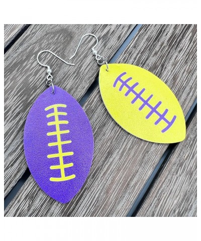 Football Earrings for Women - Football Jewelry for Moms - Double Sided PU Leather Football Dangles - Football Leather Earring...