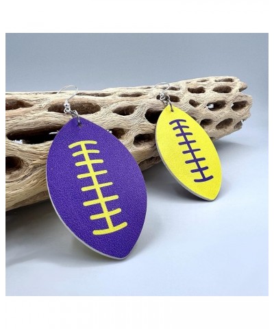 Football Earrings for Women - Football Jewelry for Moms - Double Sided PU Leather Football Dangles - Football Leather Earring...