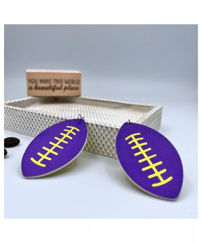 Football Earrings for Women - Football Jewelry for Moms - Double Sided PU Leather Football Dangles - Football Leather Earring...