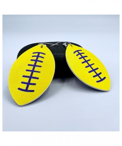 Football Earrings for Women - Football Jewelry for Moms - Double Sided PU Leather Football Dangles - Football Leather Earring...