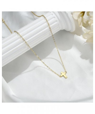 Cross Necklace for Women - 14K Gold Plated Cross Necklace Layered Gold Cross Necklace Tiny Sideway Cross Choker Necklace Gold...