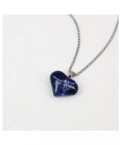 Love Heart Crystal Stone Necklace for Women Sodalite - Stainless Steel Chain 18 $11.04 Necklaces