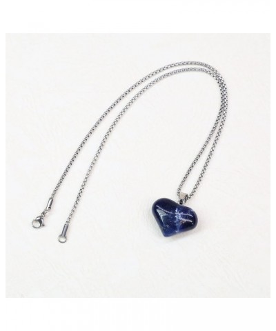 Love Heart Crystal Stone Necklace for Women Sodalite - Stainless Steel Chain 18 $11.04 Necklaces