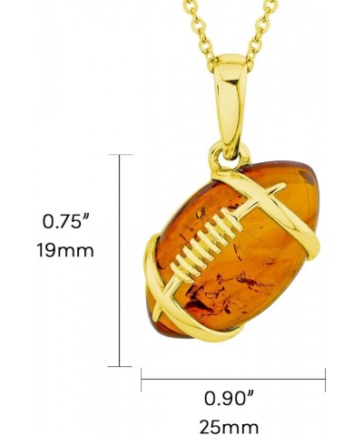 Mens Womens 925 Sterling Silver Sports Amber Pendants Necklaces 20" Chain Football Goldtone $24.96 Necklaces