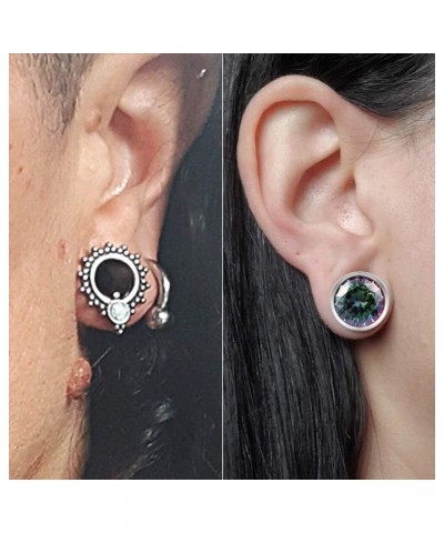 2 Pairs Selling Ear Tunnels Plugs with Stone Gauges Stainless Steel Gauge Earrings Piercing Jewelry for Women Mens 16mm-5/8" ...