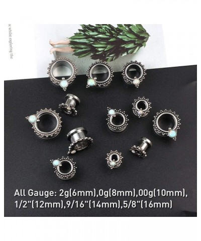 2 Pairs Selling Ear Tunnels Plugs with Stone Gauges Stainless Steel Gauge Earrings Piercing Jewelry for Women Mens 16mm-5/8" ...