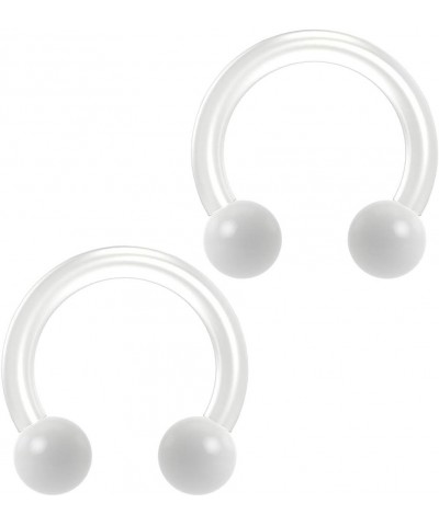 2pc 14g Flexible Bioflex Circular Barbell Horseshoe Septum Ring Bioplast Piercing Ball 8mm White $7.79 Body Jewelry