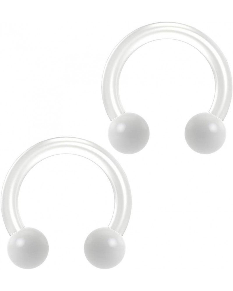 2pc 14g Flexible Bioflex Circular Barbell Horseshoe Septum Ring Bioplast Piercing Ball 8mm White $7.79 Body Jewelry