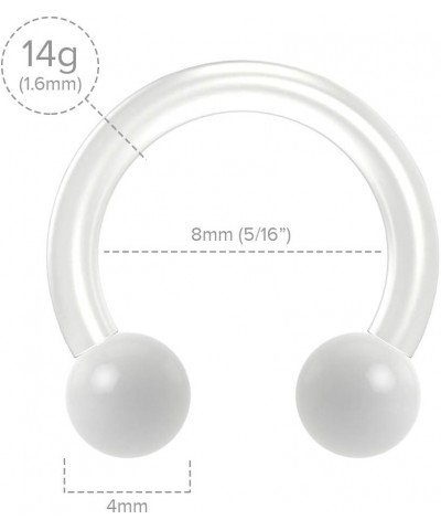 2pc 14g Flexible Bioflex Circular Barbell Horseshoe Septum Ring Bioplast Piercing Ball 8mm White $7.79 Body Jewelry