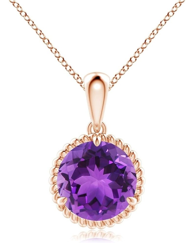 Natural Amethyst Solitaire Pendant Necklace for Women, Girls in 14K Solid Gold/Platinum/Sterling Silver | February Birthstone...