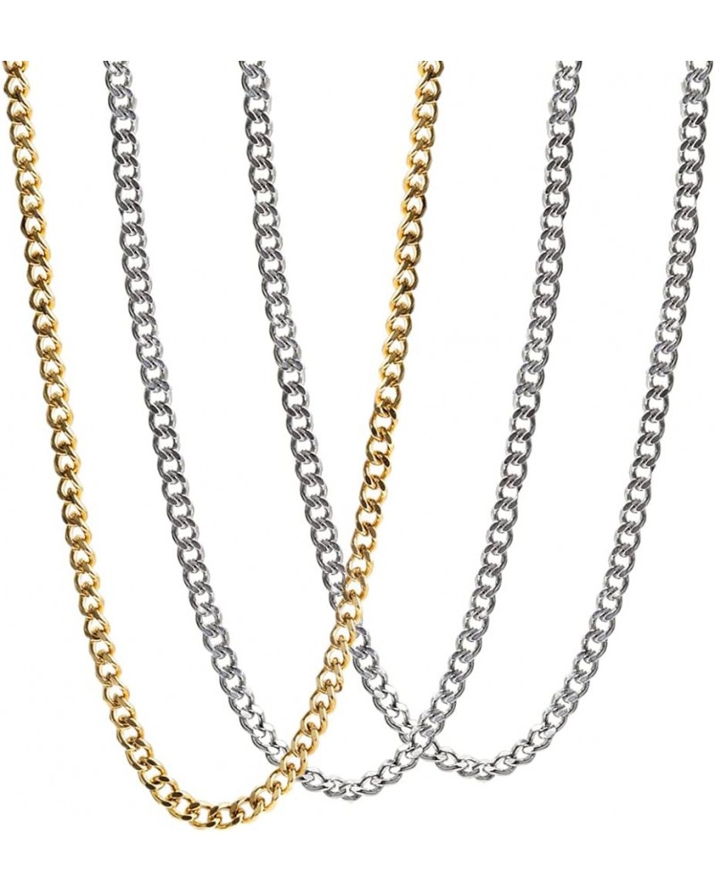 3 Pcs 3.5mm Mens Chain Necklaces Stainless Steel Cuban Link Chain for Men Women 18, 20, 22, 24 Inch 24inch 2Silver-Gold $8.39...