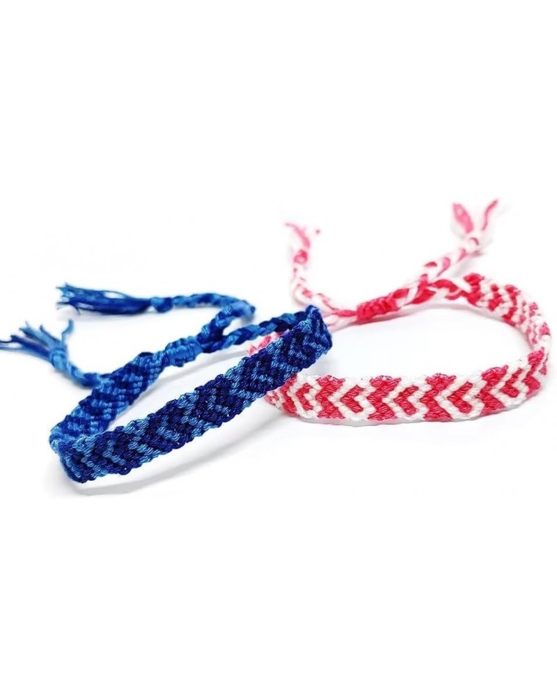 Woven Matching Braclets Handmade Adjustable Braided Bracelets Colorful Pink Blue String Bracelets Promise Best Friends Distan...