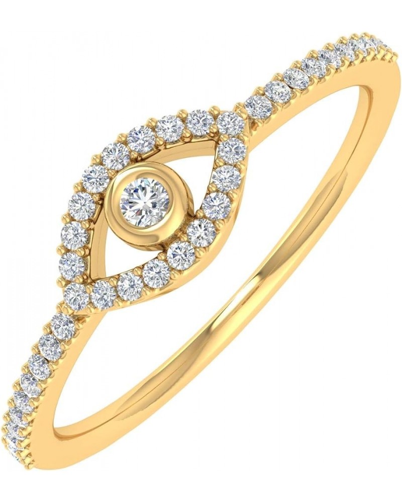 1/10 Carat Evil Eye Diamond Ring in 10K Solid Gold Yellow Gold $54.40 Rings