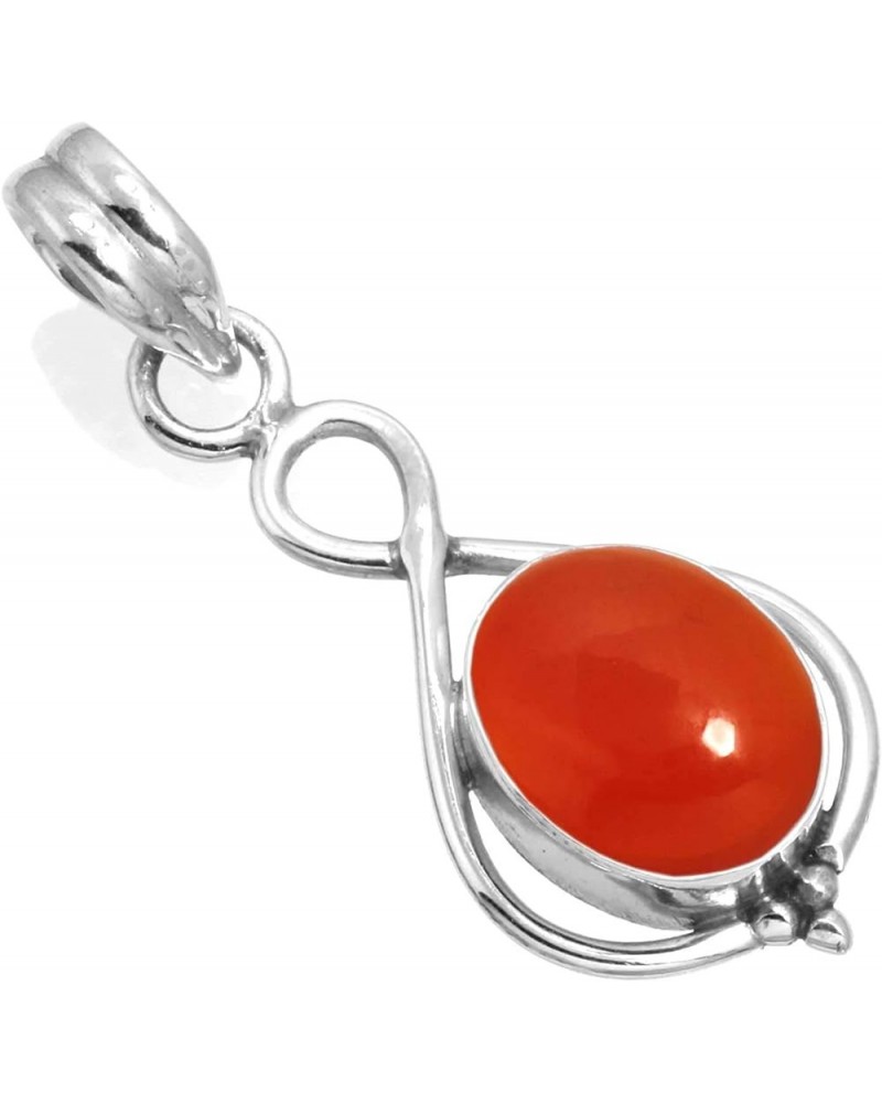 925 Sterling Silver Handmade Pendant for Women 9x11 Oval Gemstone Fashion Jewelry for Gift (99527_P) Carnelian $18.52 Pendants