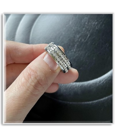 Fashion Stainless Steel Double Row Iced Out Crystal Band Ring White $7.15 Rings