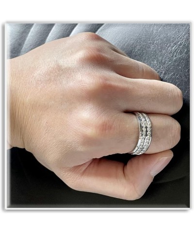 Fashion Stainless Steel Double Row Iced Out Crystal Band Ring White $7.15 Rings