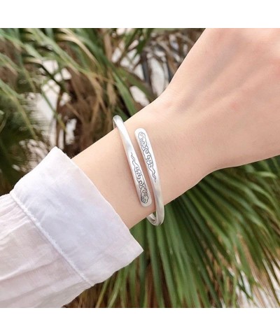 925 Sterling Silver Cuff Bangle Bracelets Adjustable Jewelry Fashion Simple Open Bangles Cuff Jewelry for Women Mom Wife Moth...