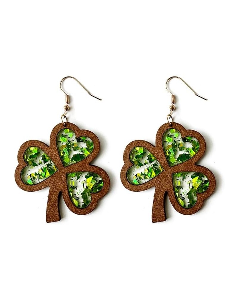 St. Patrick'S Day Earrings For Women, Cute Wood Dangle Green Shamrock Holiday Hypoallergenic Leaf Earrings Set For Women Bulk...