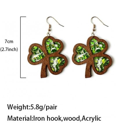 St. Patrick'S Day Earrings For Women, Cute Wood Dangle Green Shamrock Holiday Hypoallergenic Leaf Earrings Set For Women Bulk...