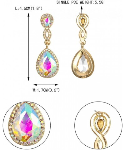 Women's Rhinestone Crystal Elegant Wedding 8-Shaped Teardrop Pierced Dangle Earrings Clear Iridescent AB Gold-Tone $9.90 Earr...