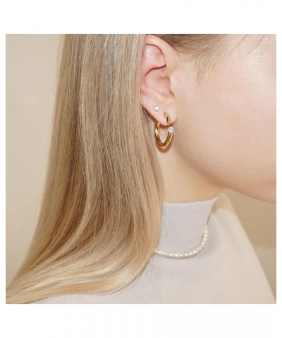 OZEL - Lightweight Chunky Hoops / 14K Gold Plated Gold/Made in KOREA/Hoop Earrings for Women Trendy 3C0523 $11.01 Earrings