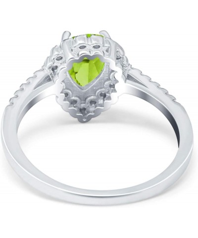 Teardrop Pear Art Deco Halo Engagement Ring Round Simulated Cubic Zirconia 925 Sterling Silver Simulated Peridot CZ $12.96 Rings