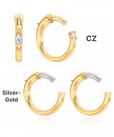 OZEL - Lightweight Chunky Hoops / 14K Gold Plated Gold/Made in KOREA/Hoop Earrings for Women Trendy 3C0523 $11.01 Earrings