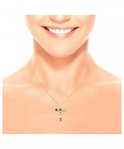 Colorful Initial Necklace for Women | Colorful Zirconia Initial Pendant Necklace for Teen T $7.94 Necklaces