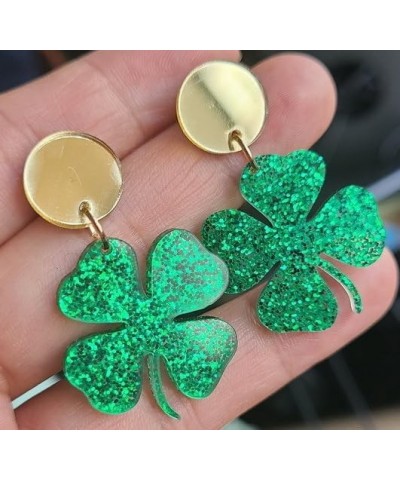 St Patrick's Day Earrings for Women Girls, Irish Shamrock Dangle Earrings Green Clover Hat Horseshoe Drop Earrings Good Luck ...