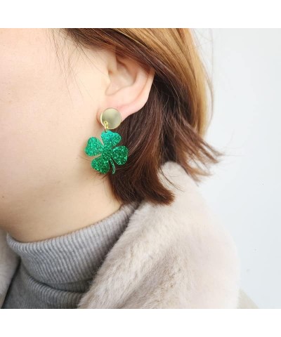 St Patrick's Day Earrings for Women Girls, Irish Shamrock Dangle Earrings Green Clover Hat Horseshoe Drop Earrings Good Luck ...