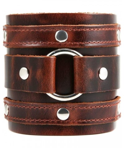 Wide Cuff Wrap Gothic Wristband Punk Rock Biker Wide Strap Leather Bracelet Coffee $9.53 Bracelets