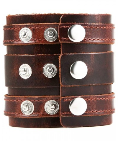 Wide Cuff Wrap Gothic Wristband Punk Rock Biker Wide Strap Leather Bracelet Coffee $9.53 Bracelets