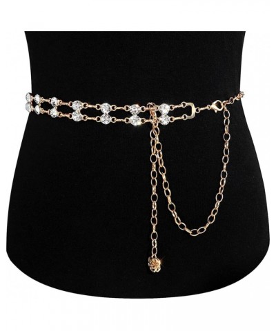 Women's Sparkle Rhinestonel Chain Belt Glitter Waist Belt for Wedding Dress Formal dress Diamond Gold $10.00 Body Jewelry