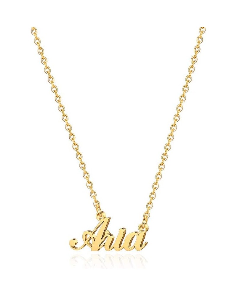 Gold Custom Name Necklace Personalized - 18K Gold Plated Personalized Name Necklaces for Women Girls Kids Teens, Plate Monogr...