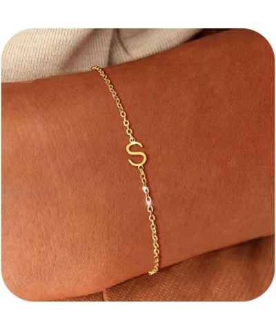 Initial Gold Bracelets for Women Trendy, Dainty 14K Gold Letter Charm Bracelet Cute Jewelry Simple Monogram Bracelets Fashion...